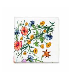 Gucci White Flora Print Silk Carré Scarf