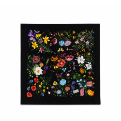 Gucci Scarf Flora Print Black Multicolor Silk