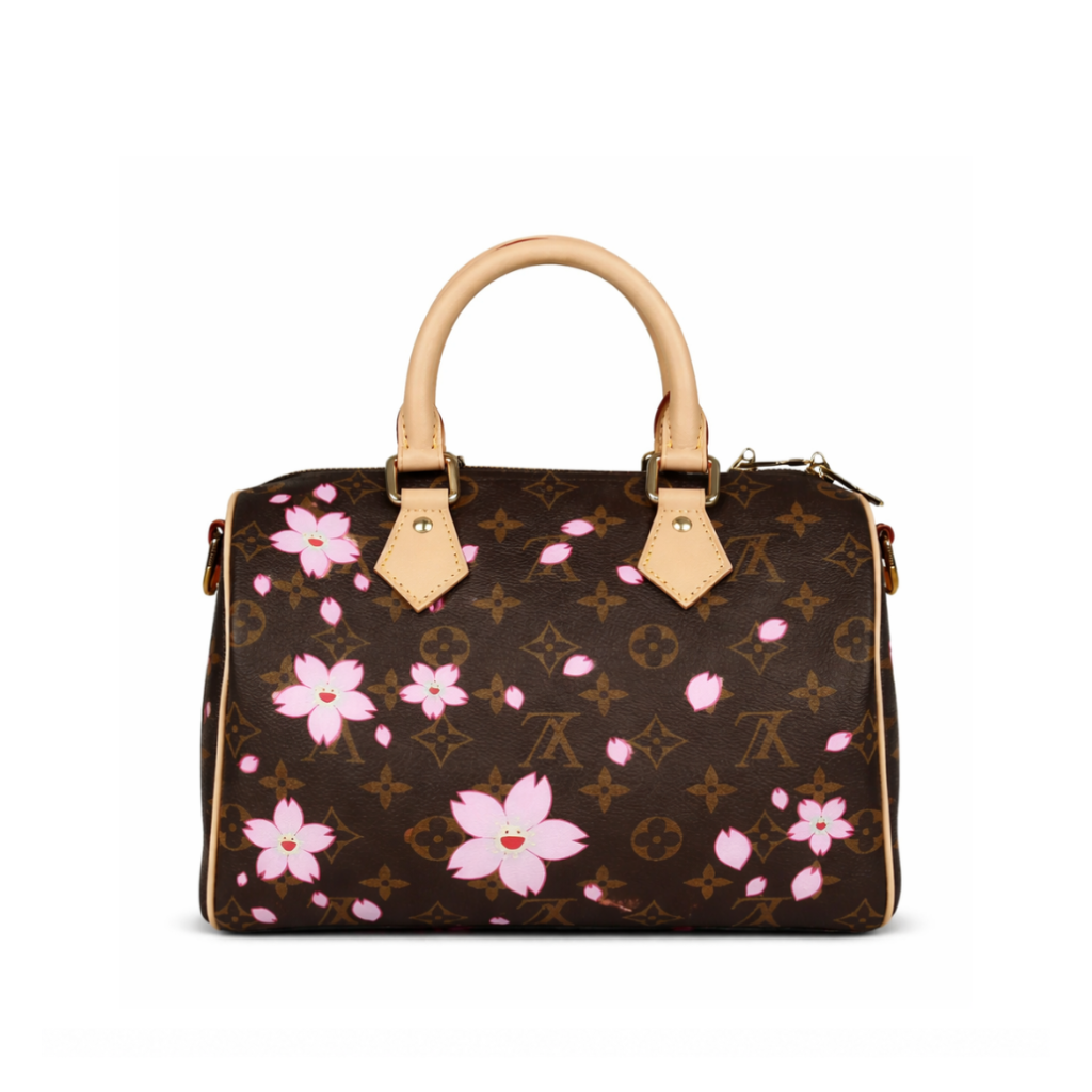 Louis Vuitton X Takashi Murakami Cherry Blossom Speedy 25 Bandouliere Brown Monogram Gold Hardware