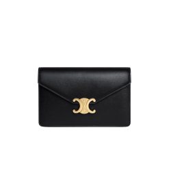 Celine Wallet On Chain Margo In Shiny Calfskin Black 20Cm 10L033Dpv 38No