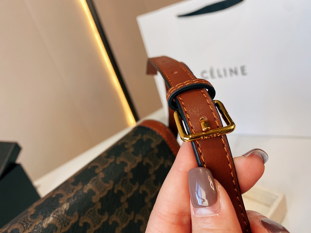 Celine Classique Triomphe Bag In Triomphe Canvas And Calfskin Tan 22Cm 191242Bz404Lu - Image 3