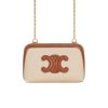Celine Clutch On Chain Cuir Triomphe In Textile And Calfskin Natural Tan 17Cm