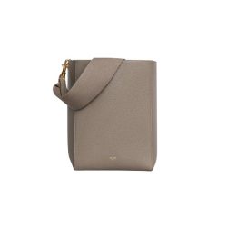 Celine Sangle Small Bucket Bag In Soft Grained Calfskin Gray Beige 26Cm
