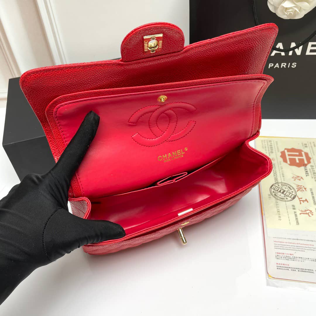 Chanel Classic Small Flap Bag Dark Red Caviar 26Cm - Image 7