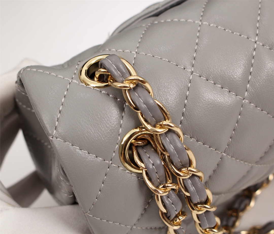 Chanel Classic Lambskin Flap Gray Gold Hardware 25Cm - Image 6