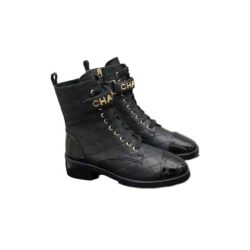Chanel Combat Boots Lambskin And Patent Calfskin Black G45005 B13037 94305