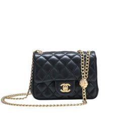 Chanel Mini Flap Bag With Flower Chain Black 18Cm