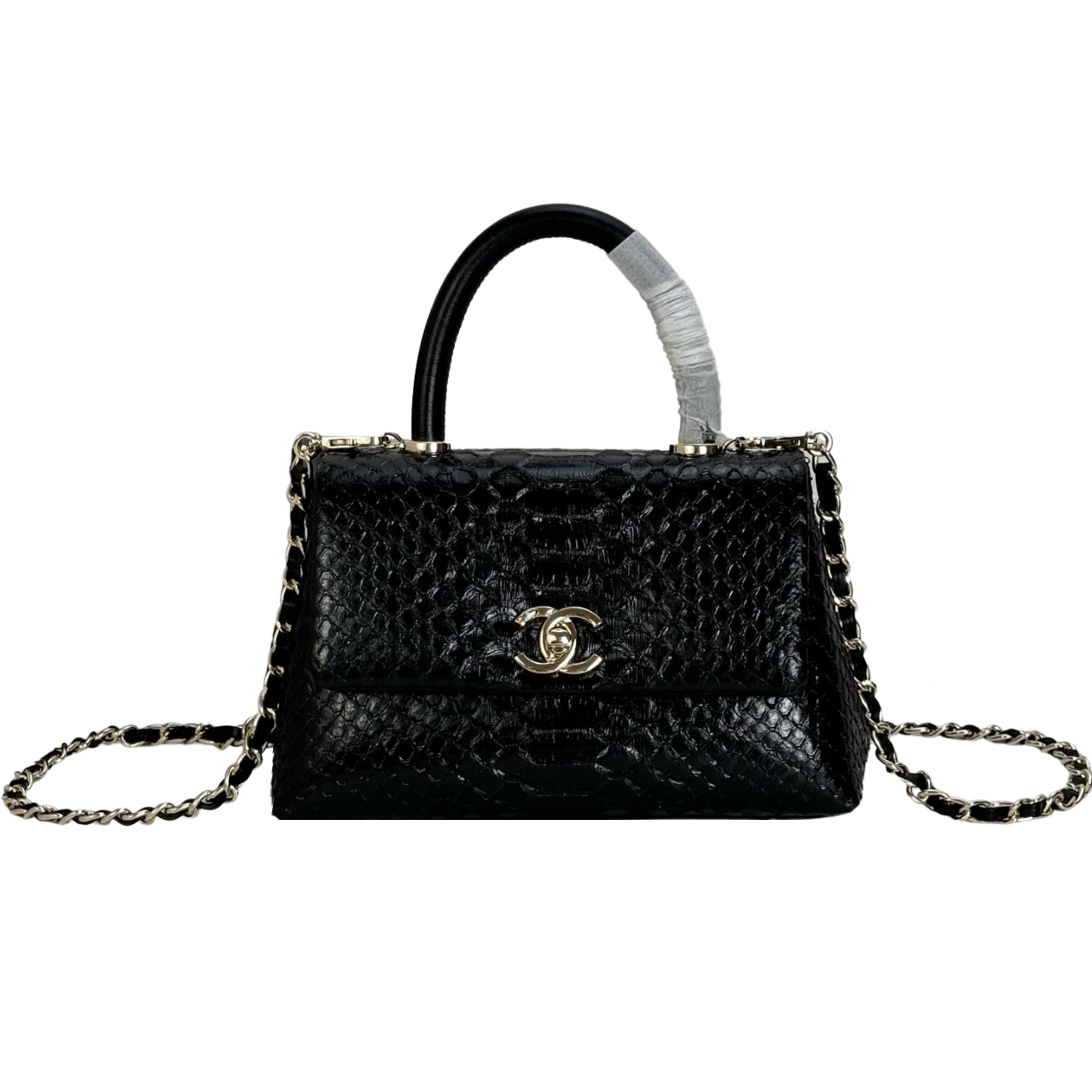 Chanel Trendy Cc Top Handle Bag Python Black 23Cm