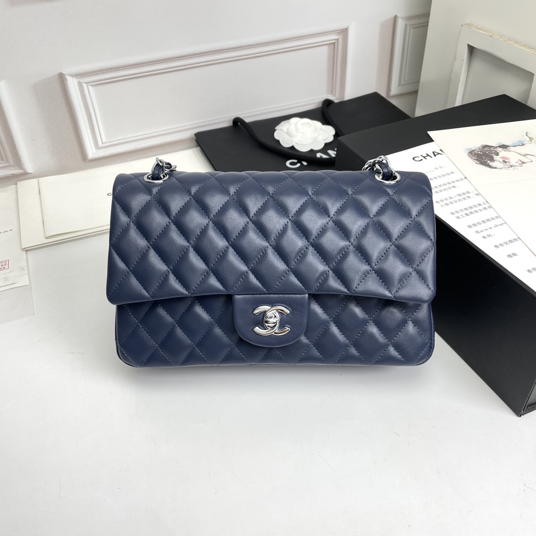 Chanel Medium Double Flap 23Cm Navy Blue A01113 - Image 10
