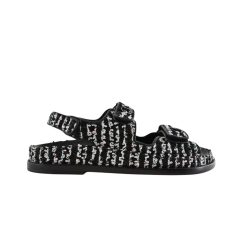 Chanel Tweed Dad Interlocking Cc Slingback Sandals Black G35927 X56390 K3756