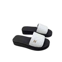 Chanel Cc Quilted Platform Slides White