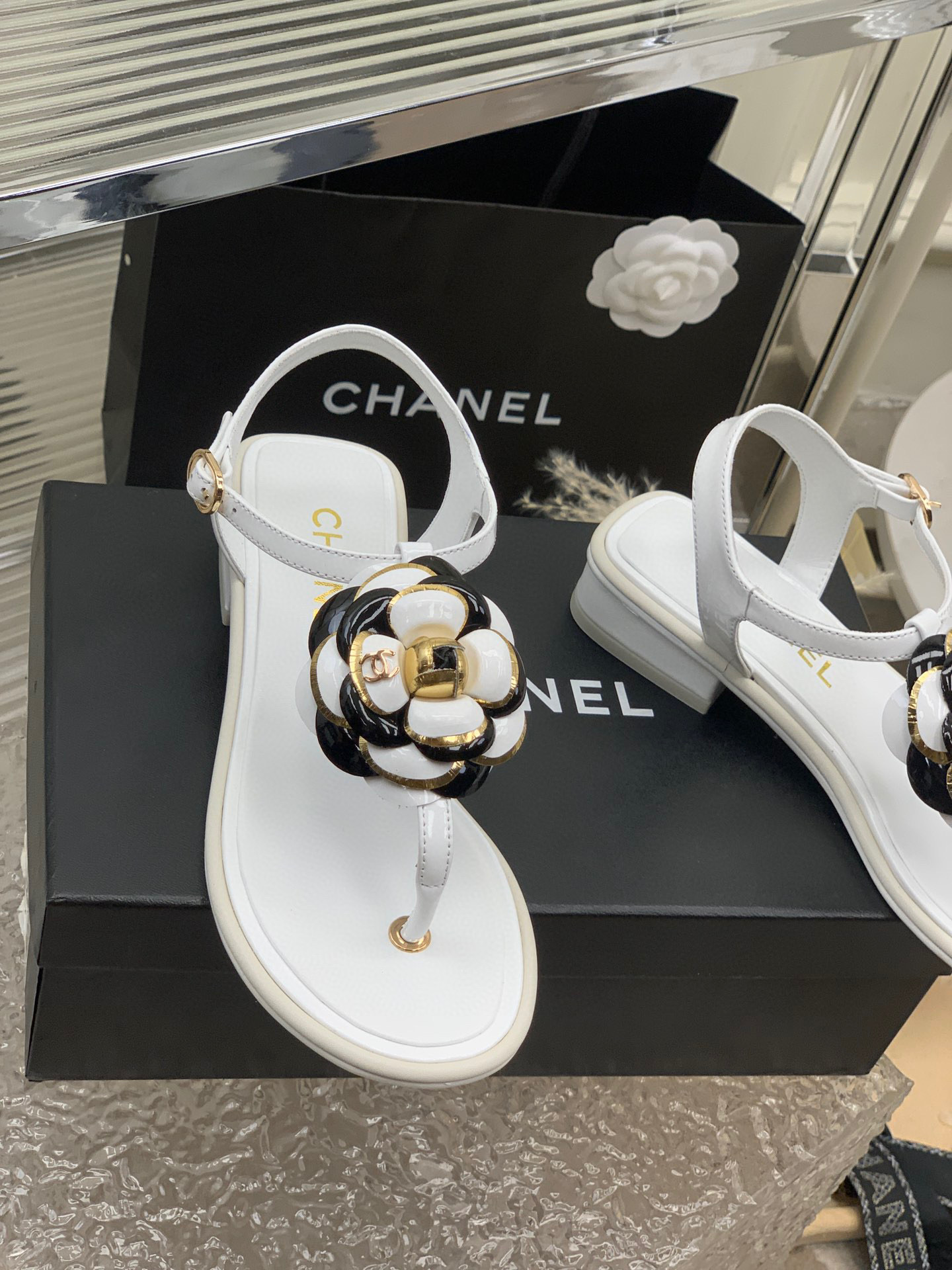 Chanel Camellia Flower Sandal White - Image 2
