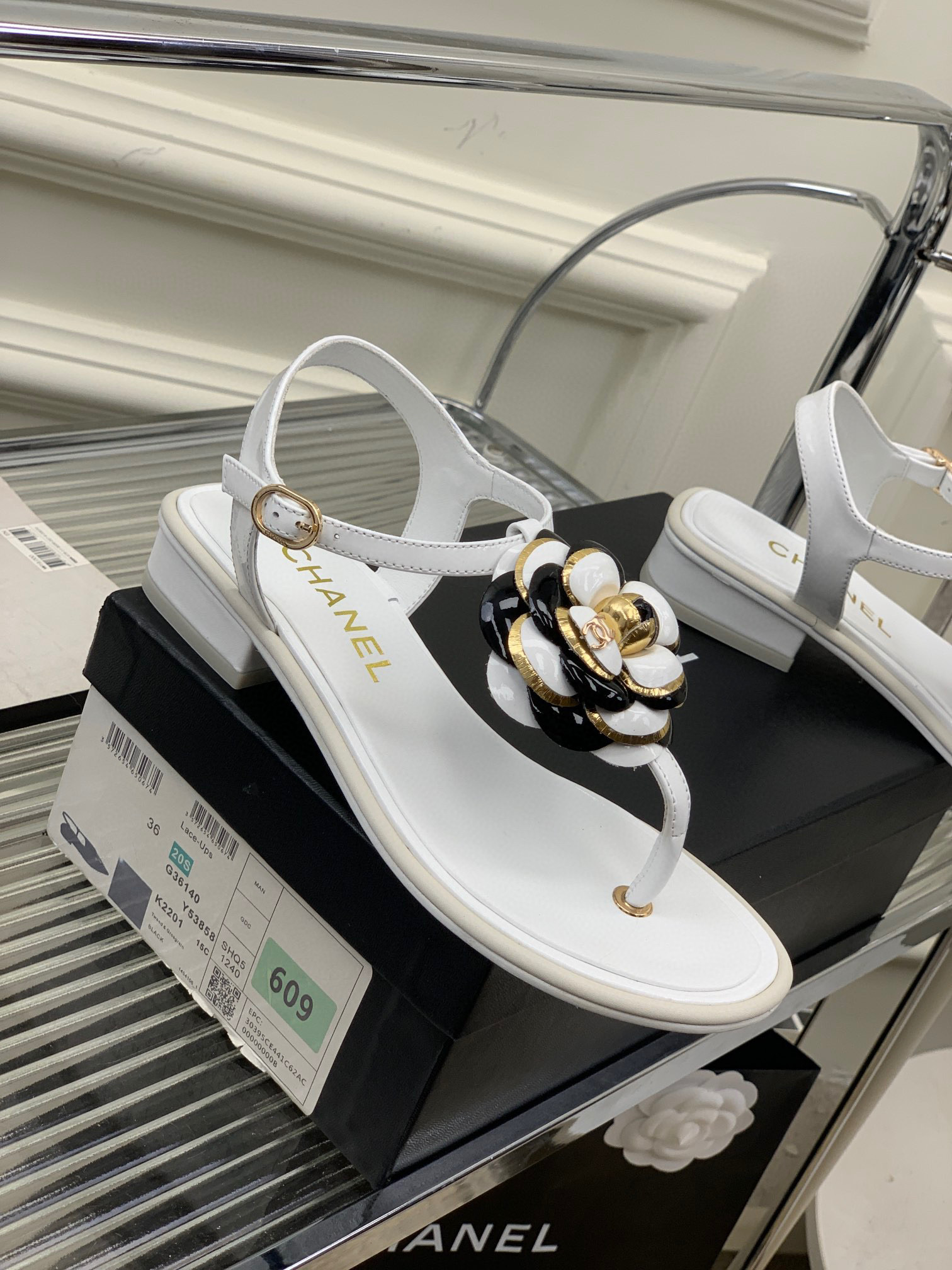 Chanel Camellia Flower Sandal White - Image 3