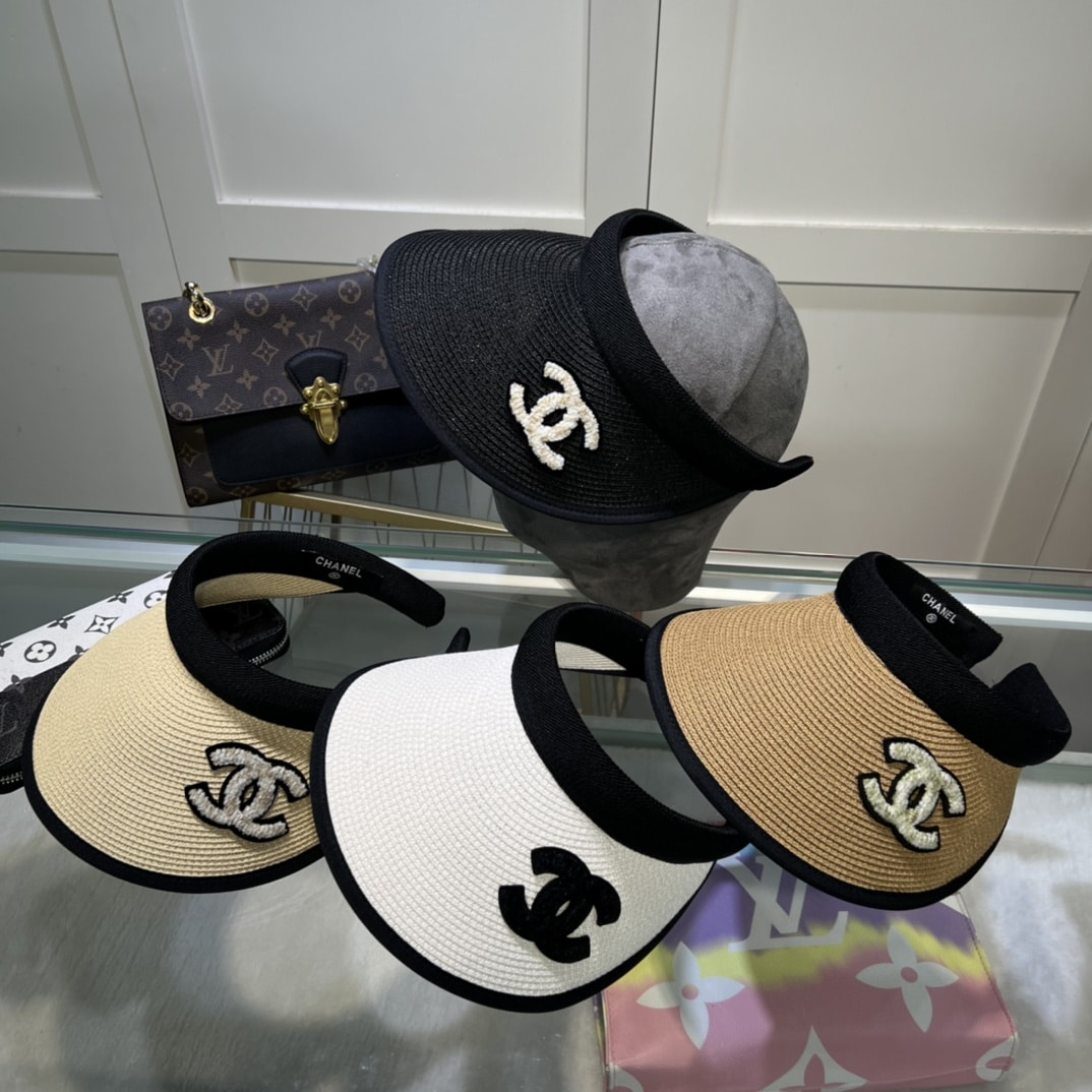 Chanel Straw CC Visor Hat Beige - Image 3