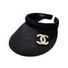 Chanel Straw Visor Hat Black