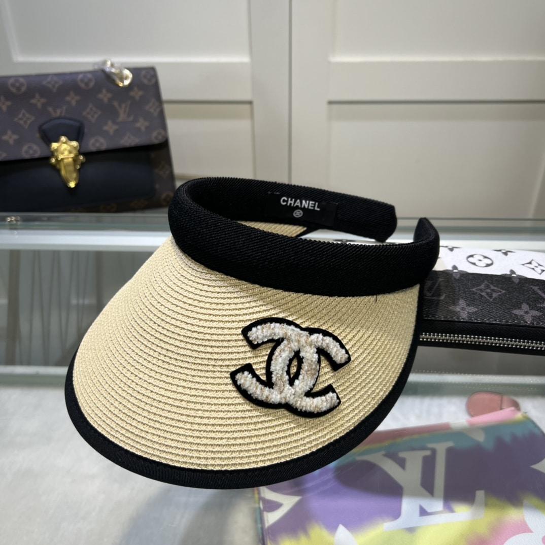 Chanel Straw CC Visor Hat Beige - Image 6