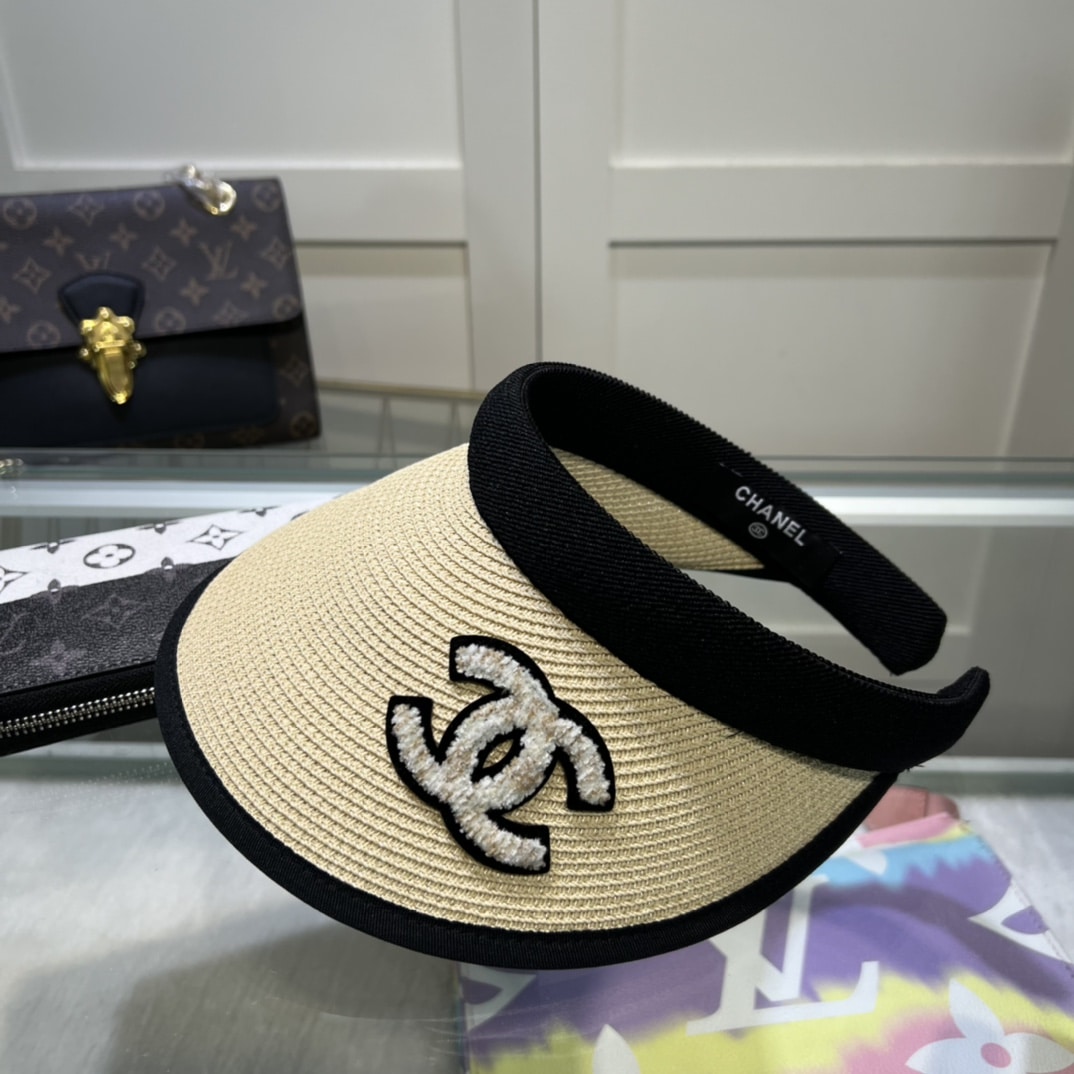Chanel Straw CC Visor Hat Beige - Image 5
