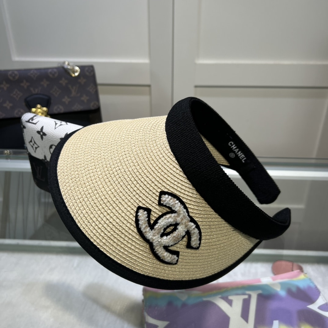 Chanel Straw CC Visor Hat Beige - Image 4