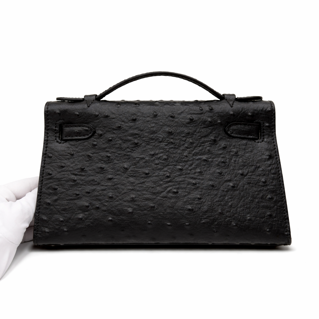 Hermès Kelly Pochette 22 Black Ostrich Gold Hardware - Image 5