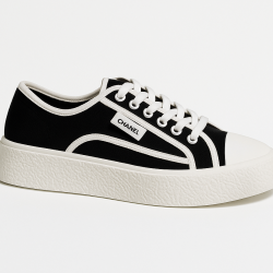 Chanel Casual Flat Sneakers Canvas Black