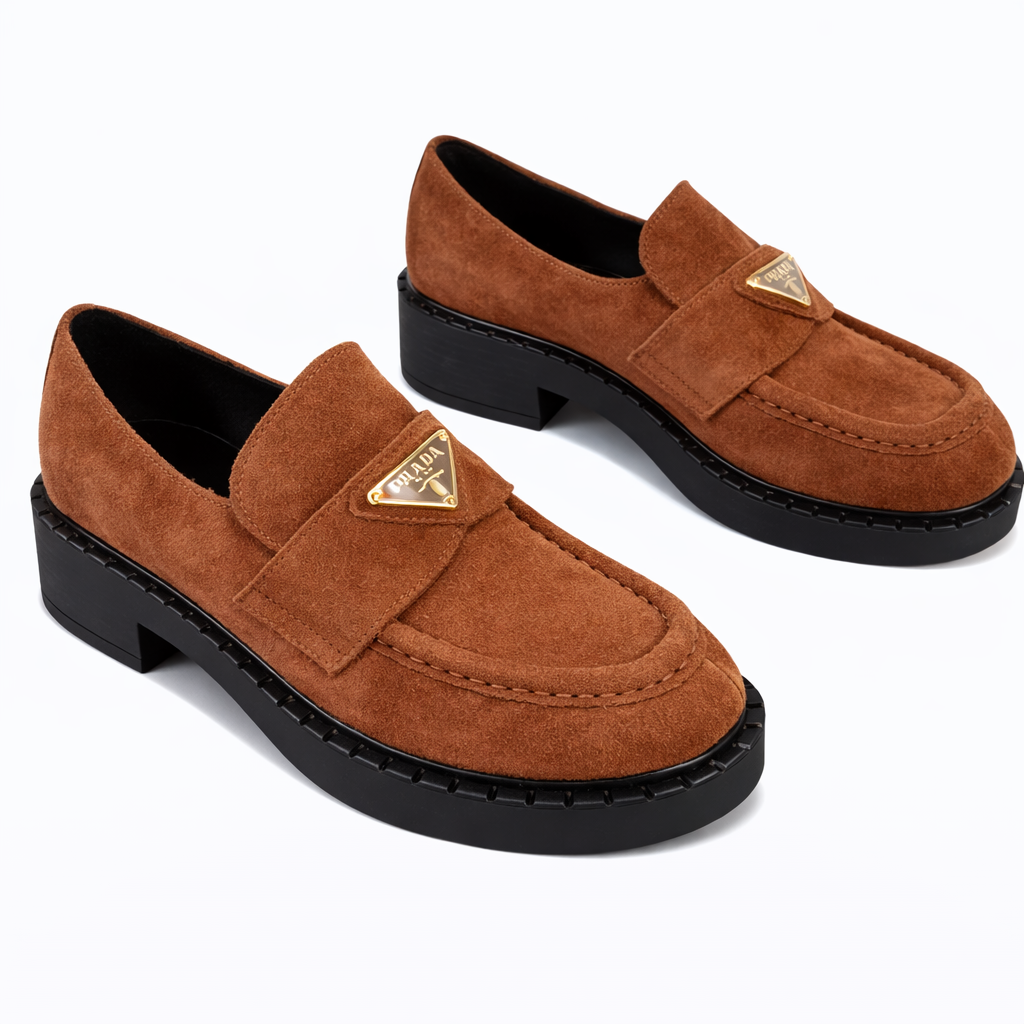 Prada Chocolate Suede Loafers - Image 3