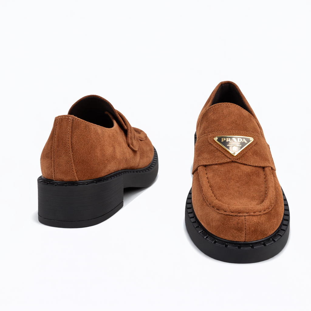 Prada Chocolate Suede Loafers - Image 4