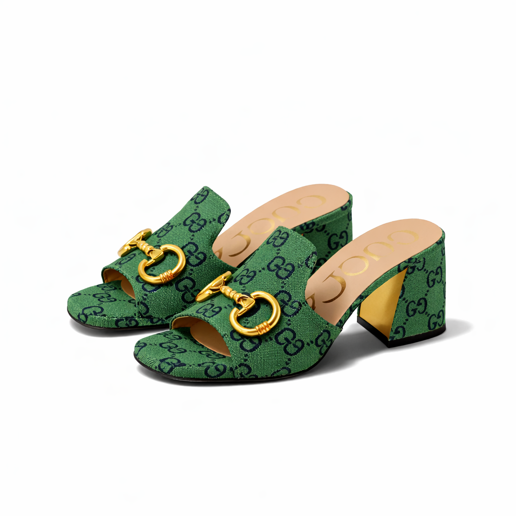 Gucci Women's Slide Monogram Sandal With Horsebit Green - Image 2
