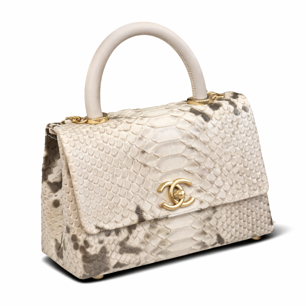 Chanel Off White Python Medium Coco Top Handle Bag 22CM - Image 2