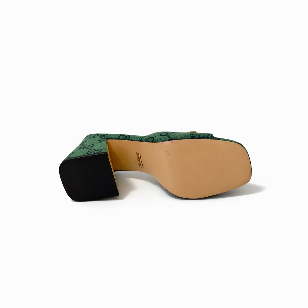 Gucci Women's Slide Monogram Sandal With Horsebit Green - Image 4