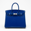 H Handbags Birkin 25 Bleu Electric Shiny Niloticus Crocodile Palladium Hardware