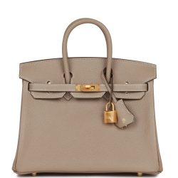 Hermes Special Order (Hss) Birkin 25 Gris Tourterelle Verso Chevre Brushed Gold Hardware