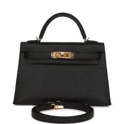 H Handbags Kelly Sellier 20 Black Epsom Gold Hardware