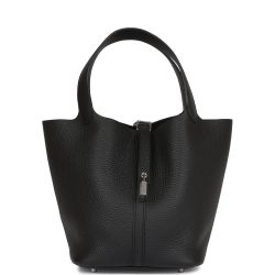 Hermes Black Clemence Picotin Lock 22Cm Palladium Hardware