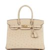 H Handbags Birkin 30 Parchemin Ostrich Gold Hardware