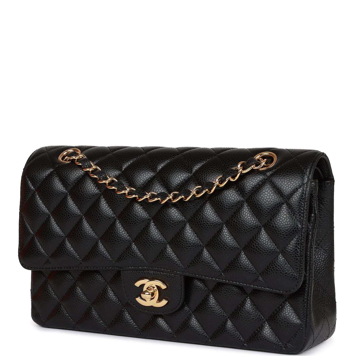 Medium Classic Double Flap Bag Black Caviar Gold Hardware - Image 4