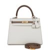 Hermes Special Order (Hss) Kelly Sellier 25 White And Etoupe Epsom Gold Hardware