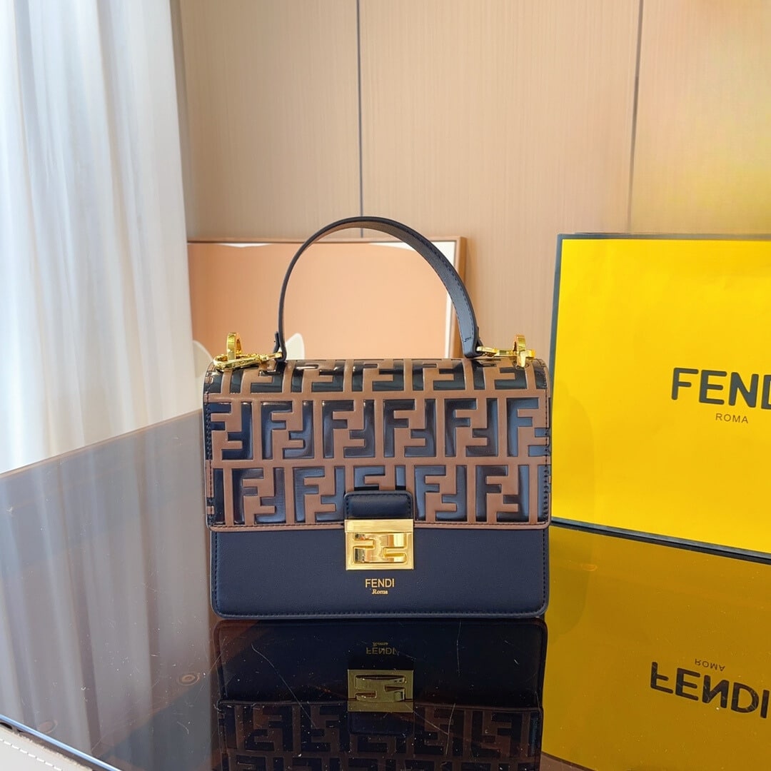 Fendi Kan I Leather Bag Brown 25Cm - Image 2