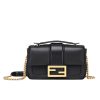 Fendi Women Mini Baguette Chain Shoulder Bag Black 19Cm