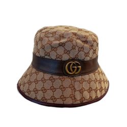 Gucci Canvas Bucket Hat With Doubleg Brown 576587