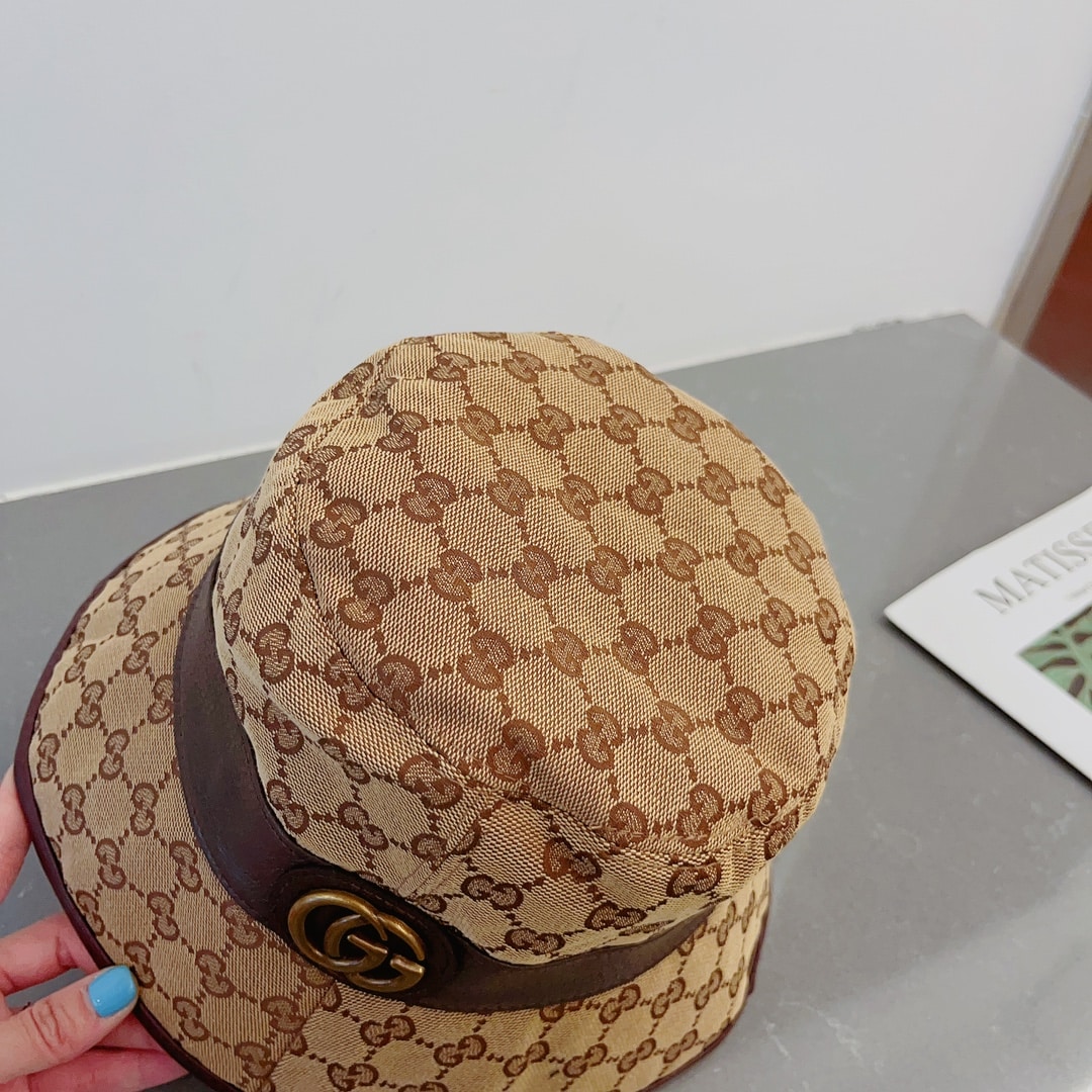 Gucci Canvas Bucket Hat With Doubleg Brown 576587 - Image 8