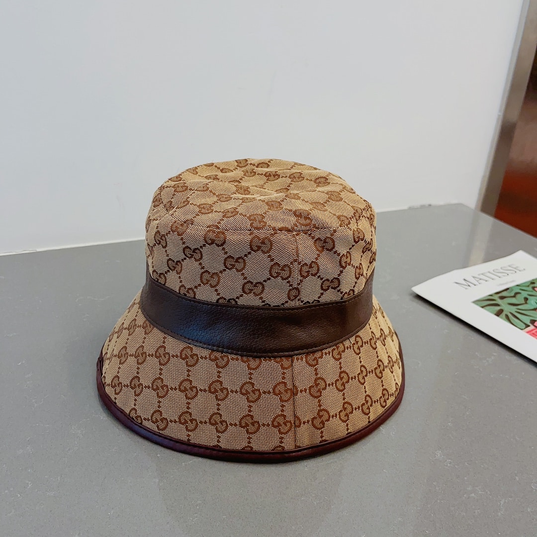 Gucci Canvas Bucket Hat With Doubleg Brown 576587 - Image 5