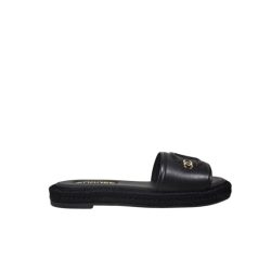 Chanel Black Slide Cc Logo