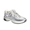 Chanel 23C Silver Metallic Cc Logo Lace Up Flat Runner Trainer Sneaker White G39792 Y56368 K5451