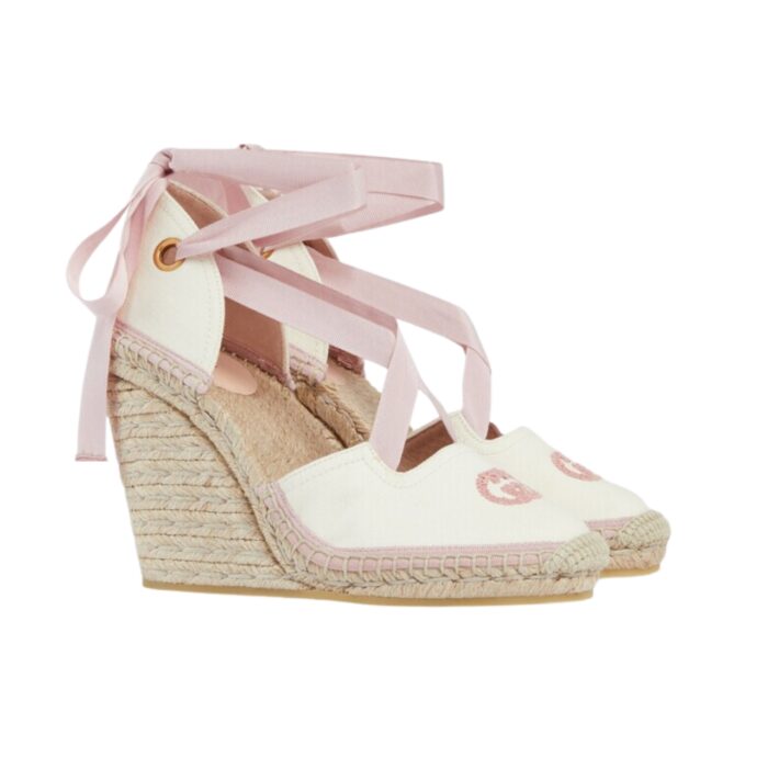 Gucci Gg Canvas Wedge Espadrilles Pink - Image 10