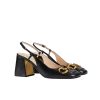 Gucci Women's Mid Heel Slingback With Horsebit Black 643892 C9D00 1000
