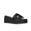 Chanel Tweed Cc Platform Slide Sandals Black