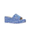 Chanel Tweed Cc Platform Slide Sandals Blue