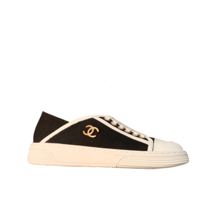 Chanel Casual Flat Sneakers Canvas Black - Image 9