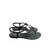 Chanel Black Quilted Leather With White Camellia Cc Logo Sandals G45258 X01000 94305