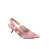 Dior J'Adior Slingback Pump Transparent Mesh Embroidered With Butterfly Motif Pink
